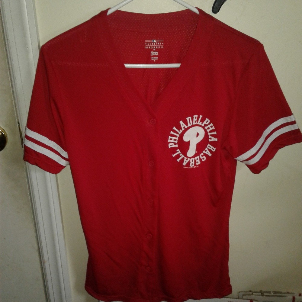 phillies button up shirt size medium